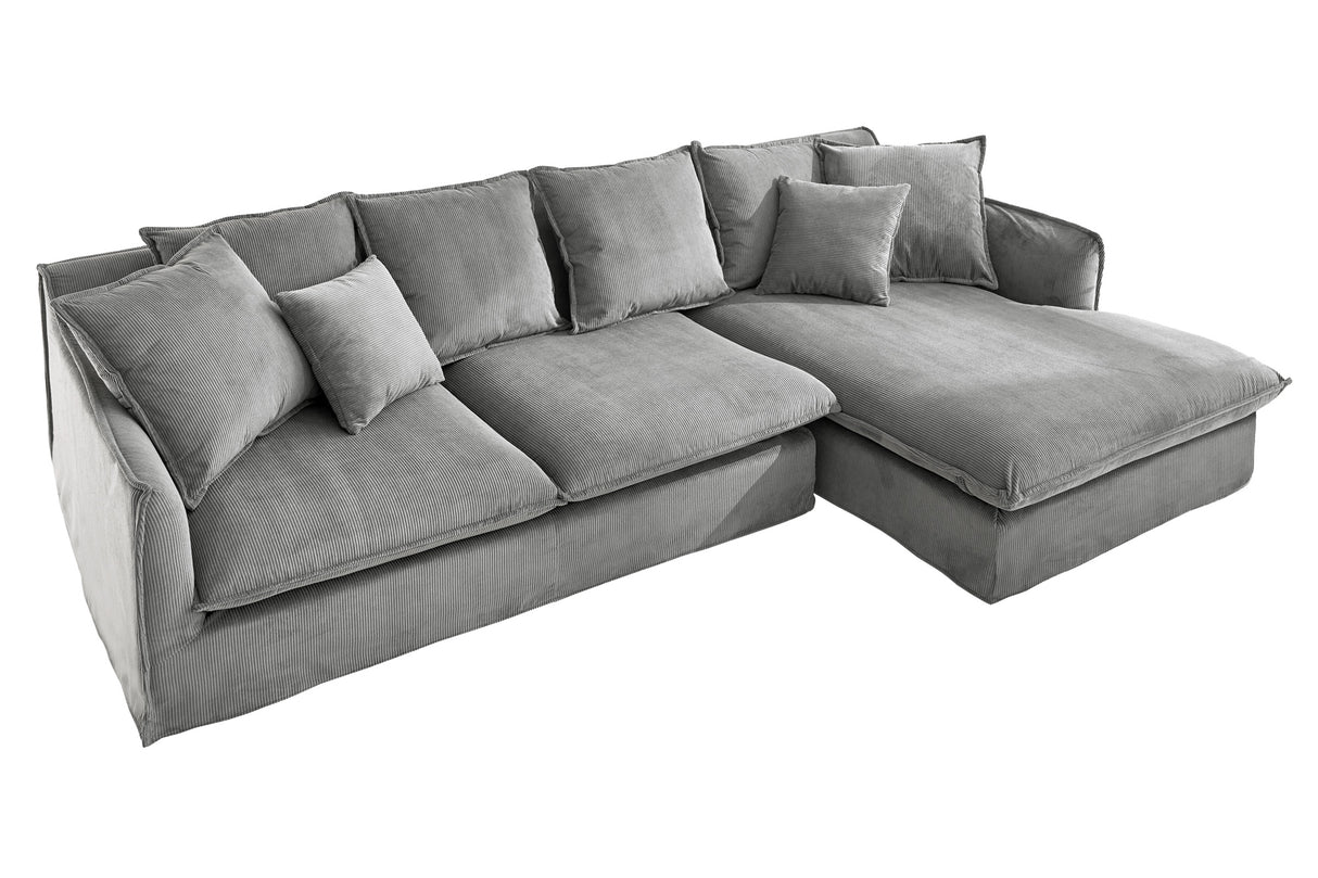 Ecksofa HEAVEN 255cm abnehmbarer Bezug Cord grau