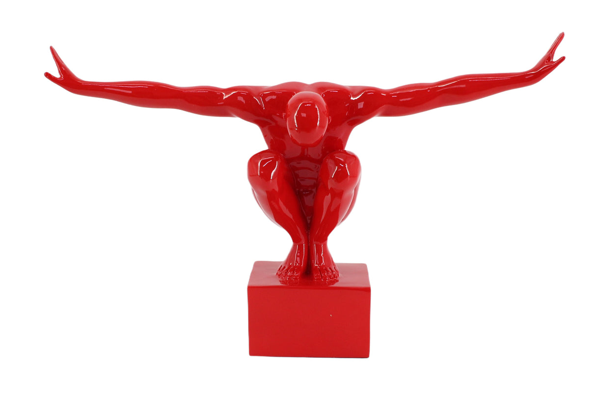 Decoration figure HIGH DIVER 50cm handmade athlete sculpture red