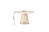 Dining table UNIQUE 120cm round oak wood verneered w/ ceramic top travertine stone