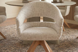 Swivel chair ORGANIKO 180° auto-return w/ armrests chenille fabric beige natural