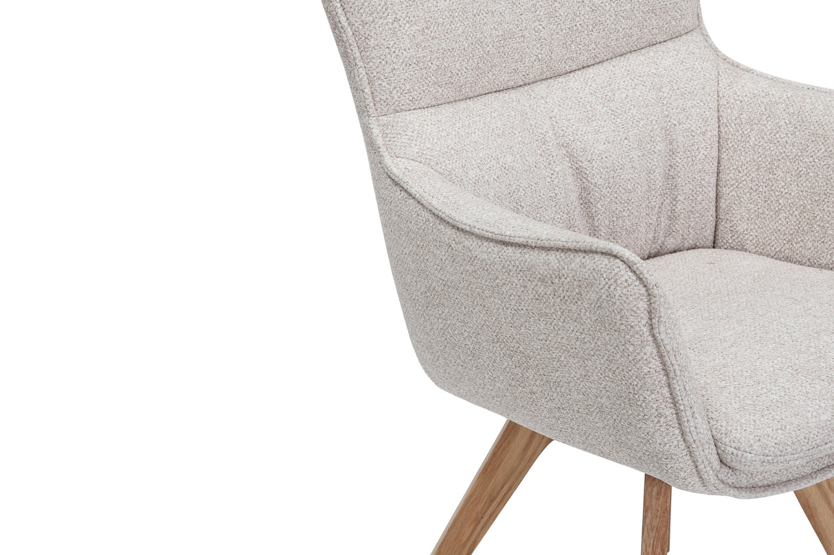 Drehstuhl VOGUE 360° drehbar Strukturstoff beige mit Eichengestell natur