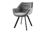 Swivel chair THE DUTCH COMFORT with armrests velvet grey