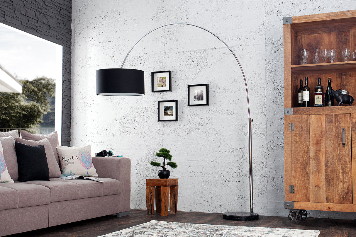 Floor lamp BIG BOW 170-180cm linen black w/ marble base