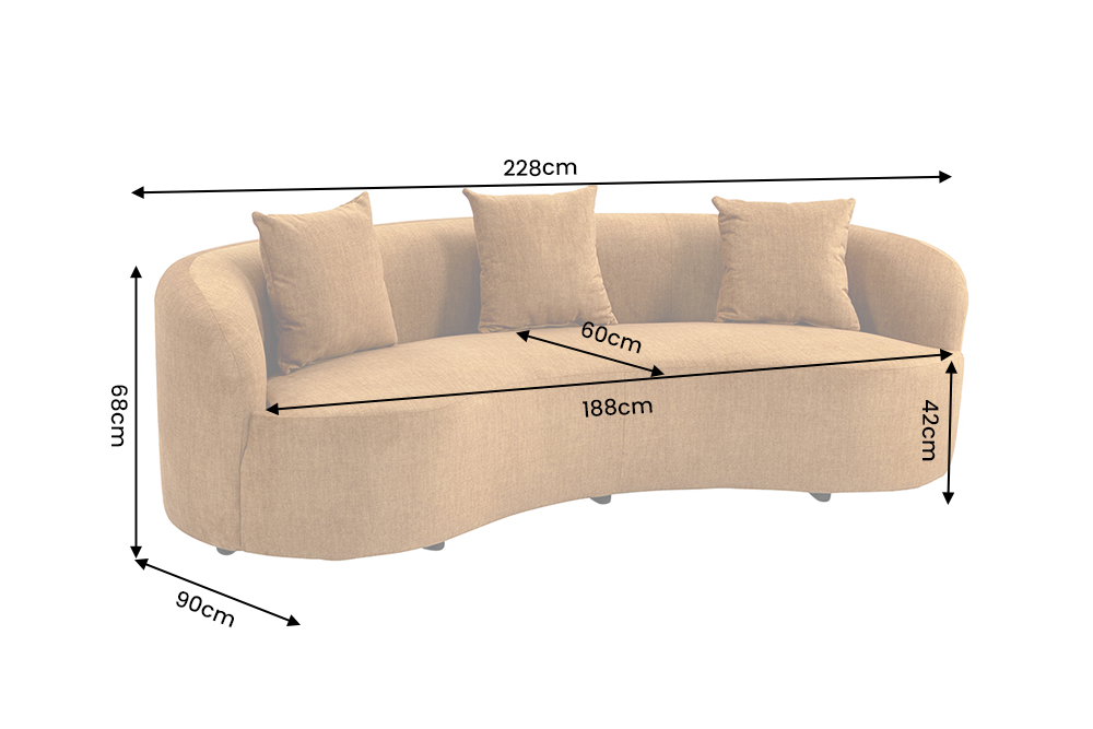 Sofa ATELIER 230 cm 3-Sitzer Senfgelb