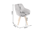 Swivel chair LIVORNO 180° auto-return w/ armrests velvet grey beech wood frame