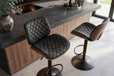 Barhocker CHICAGO 360° 89-111cm Pappel furniert Kunstleder schwarz braun