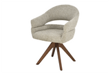 Swivel chair ORGANIKO 180° auto-return w/ armrests textured fabric taupe beige brown
