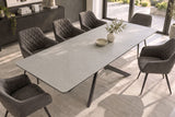 Esstisch ALPINE 160-200cm ausziehbar Keramik Beton taupe mit schwarzem Sternfuß