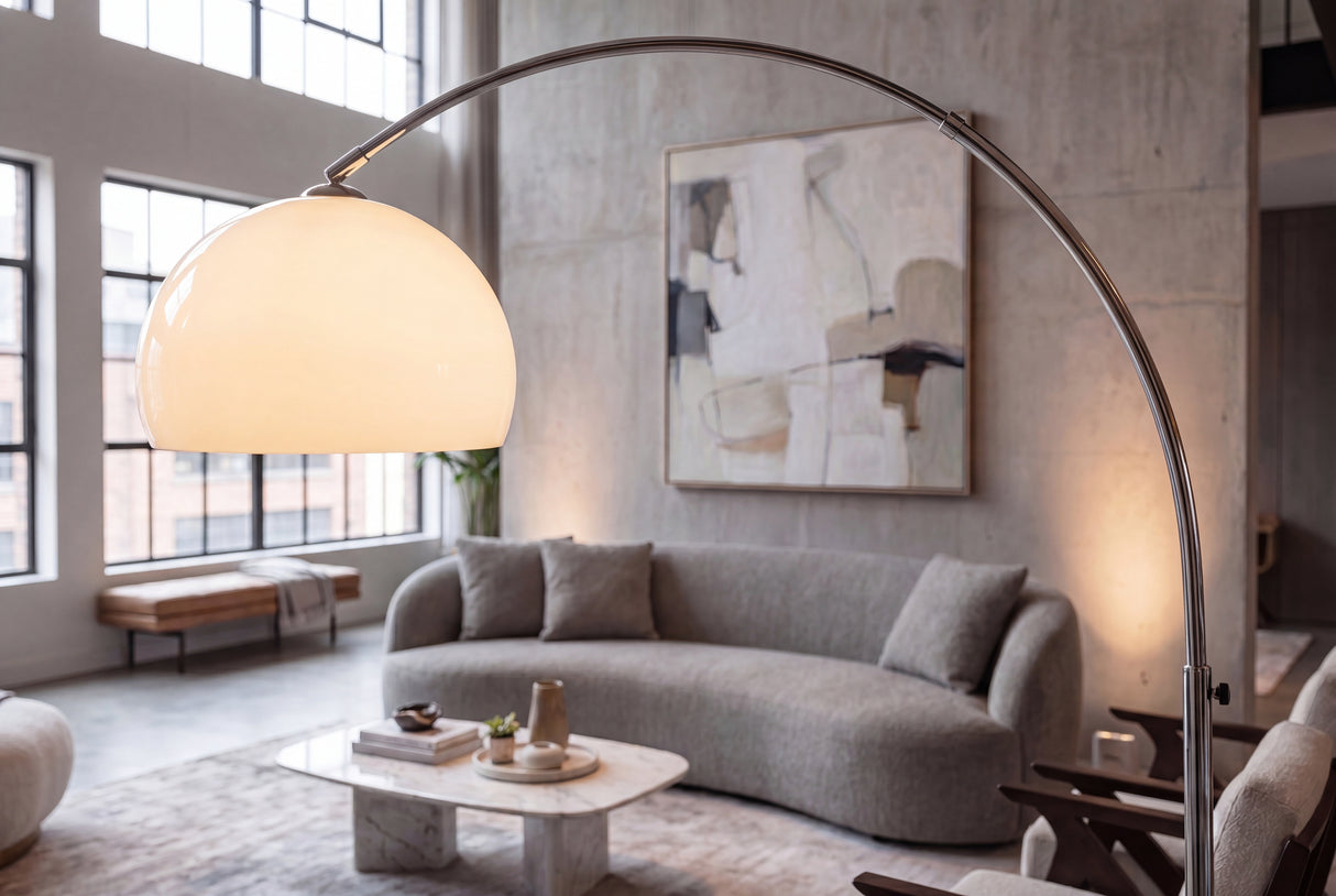 Floor lamp BIG BOW 175-205cm white w/ marble base
