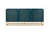 Sideboard GINKGO 160cm 3D ginkgo leaf front mango wood turquoise w/ gold metal frame