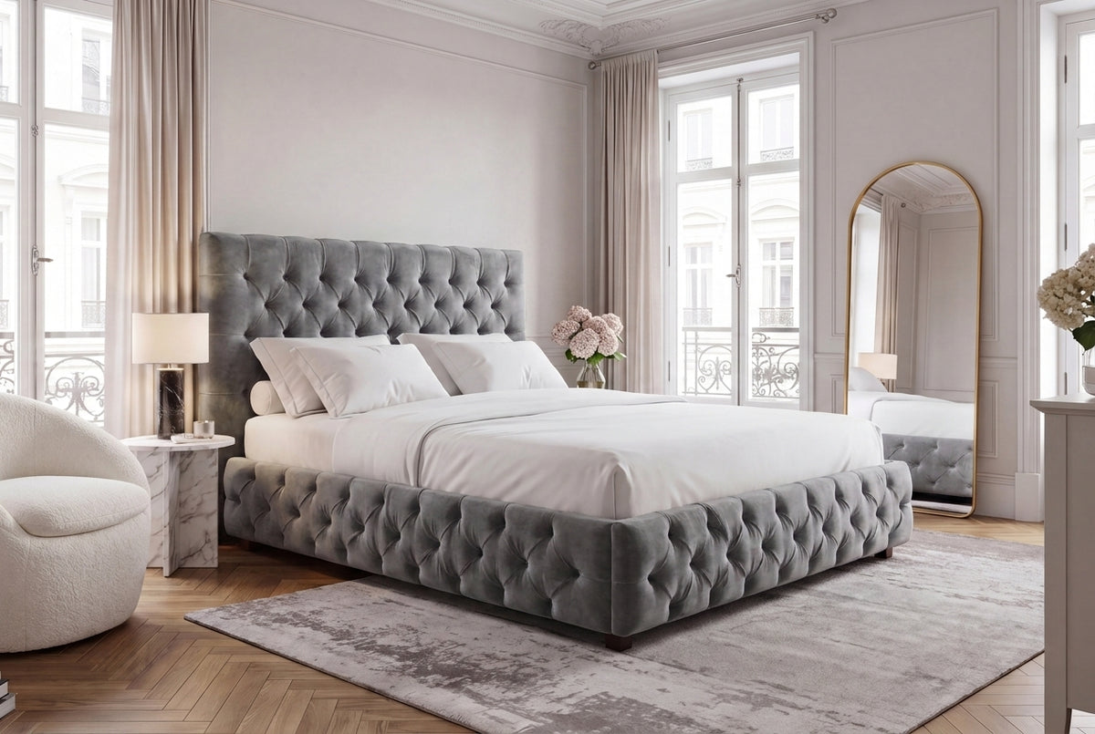 Bed PARIS CHESTERFIELD 180x200cm velvet grey