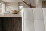Bar stool MODENA 92-116cm 360° rotatable synthetic leather white w/ black metal frame