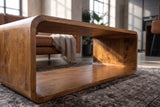 Coffee table CUBUS 100cm w/ storage space mango wood brown honey finish