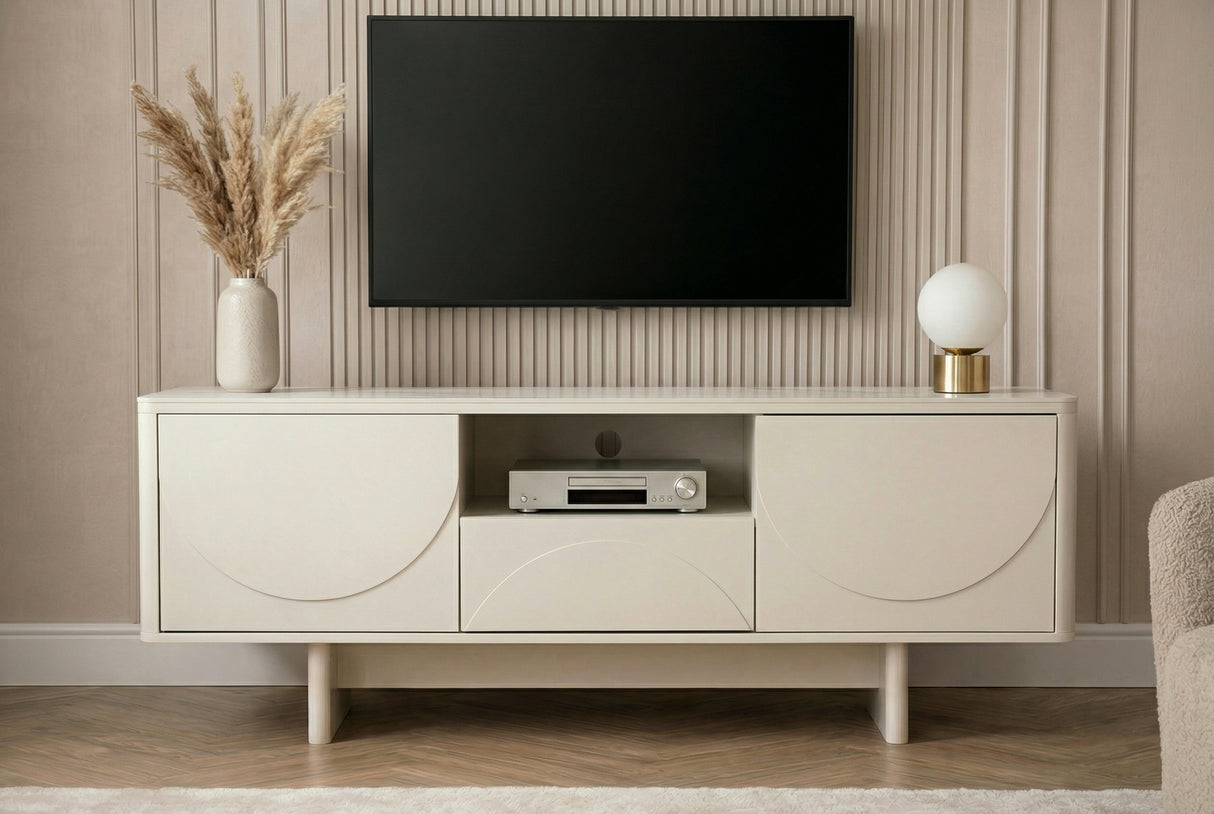 TV Board SAVOY 150cm 3D w/ white marble ceramic top