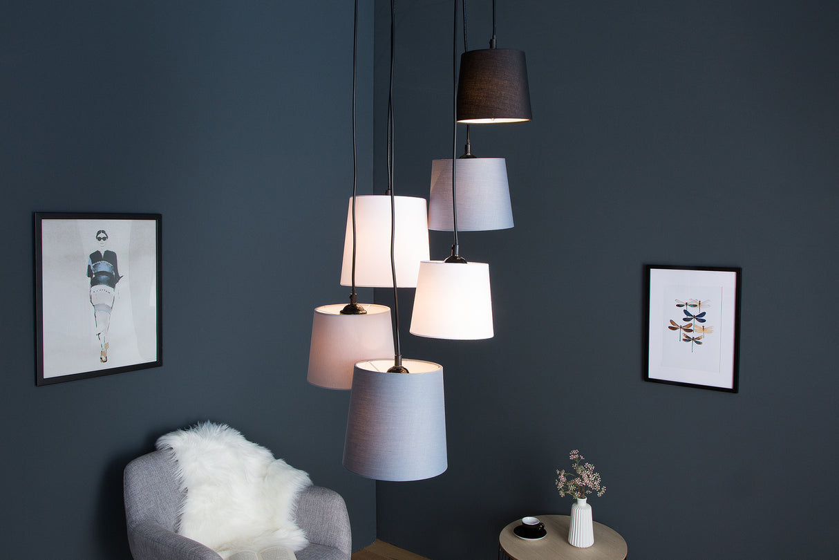 Pendant lamp LEVELS 6 hanging linen shades black grey