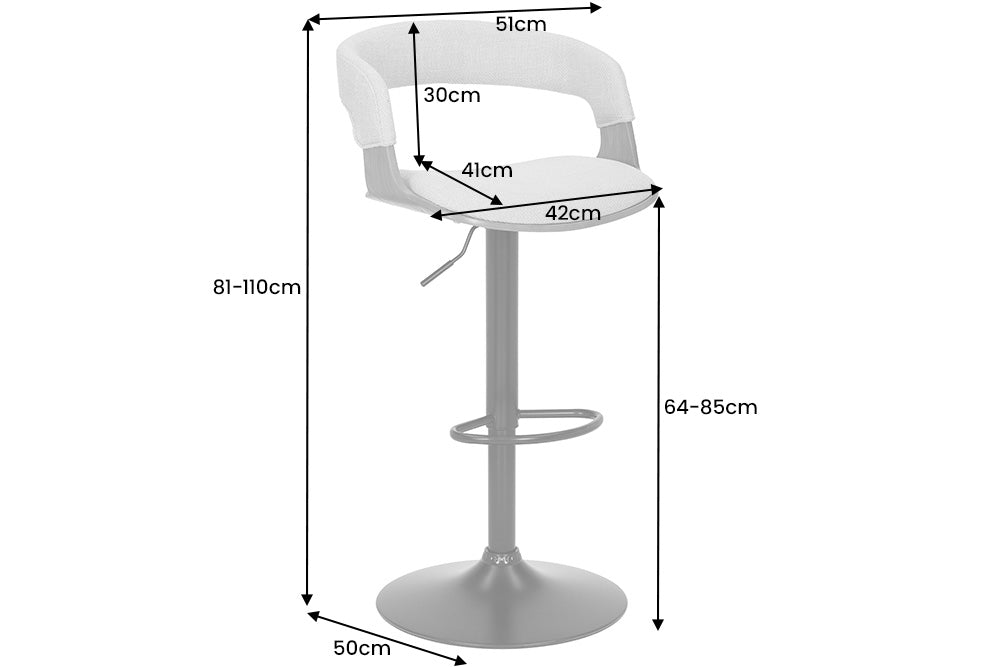 Bar stool MANHATTAN 64-85cm rotatable artificial leather and walnut wood