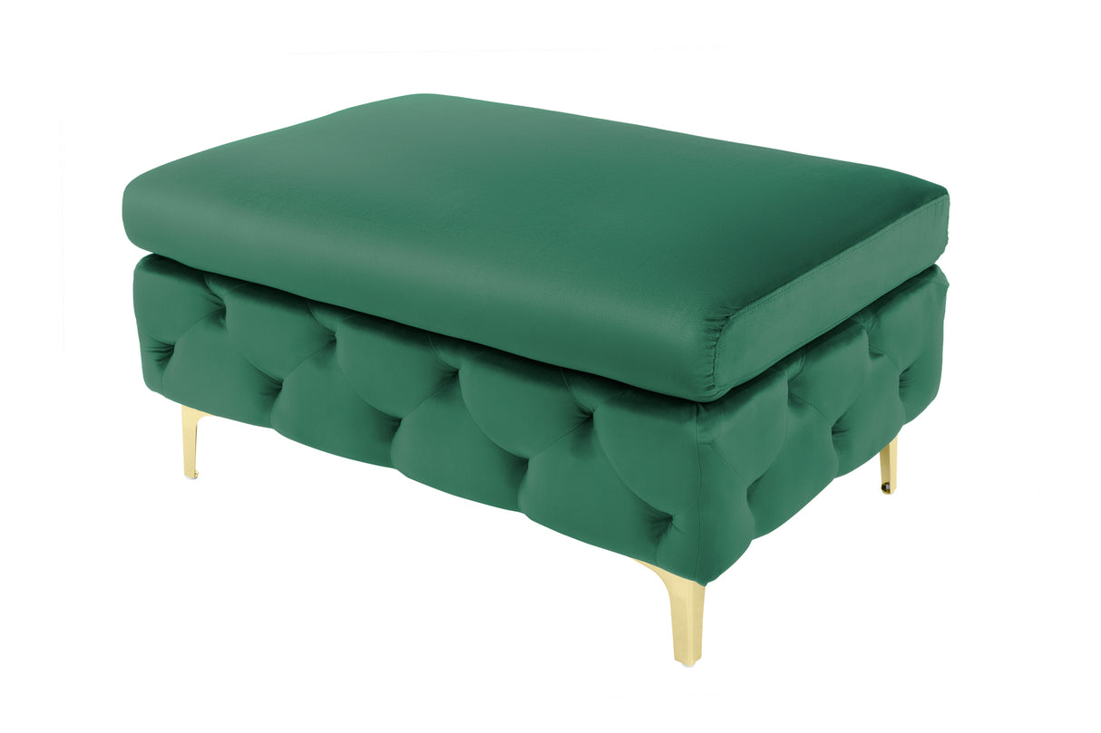 Stool MODERN BAROCK velvet emerald green in chesterfield style