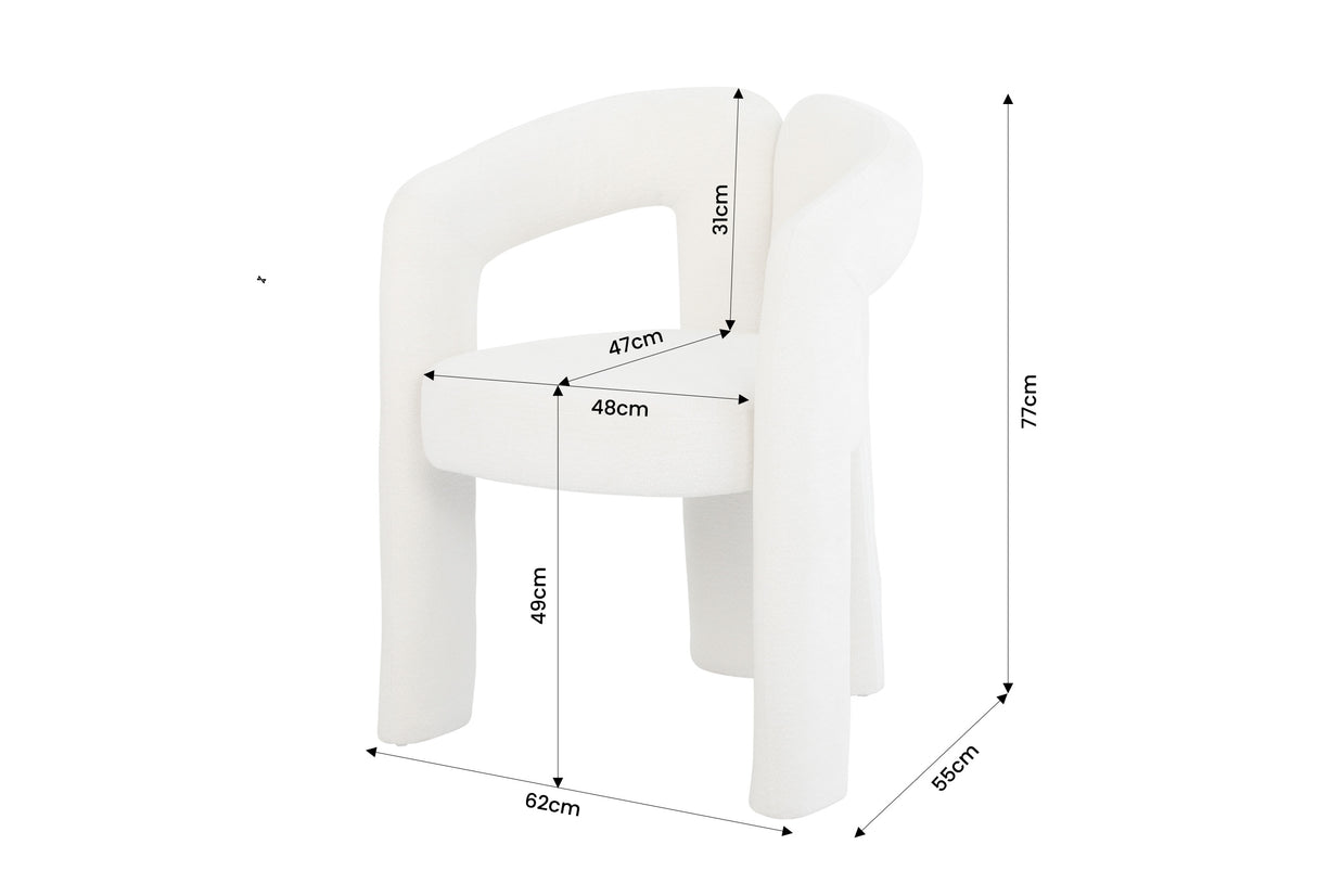 Stuhl ARCH mit Armlehnen Chenille cremeweiß