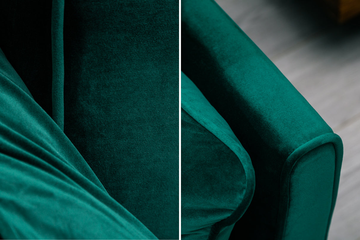 Sofa bed DIVANI 215cm with armrests velvet emerald green