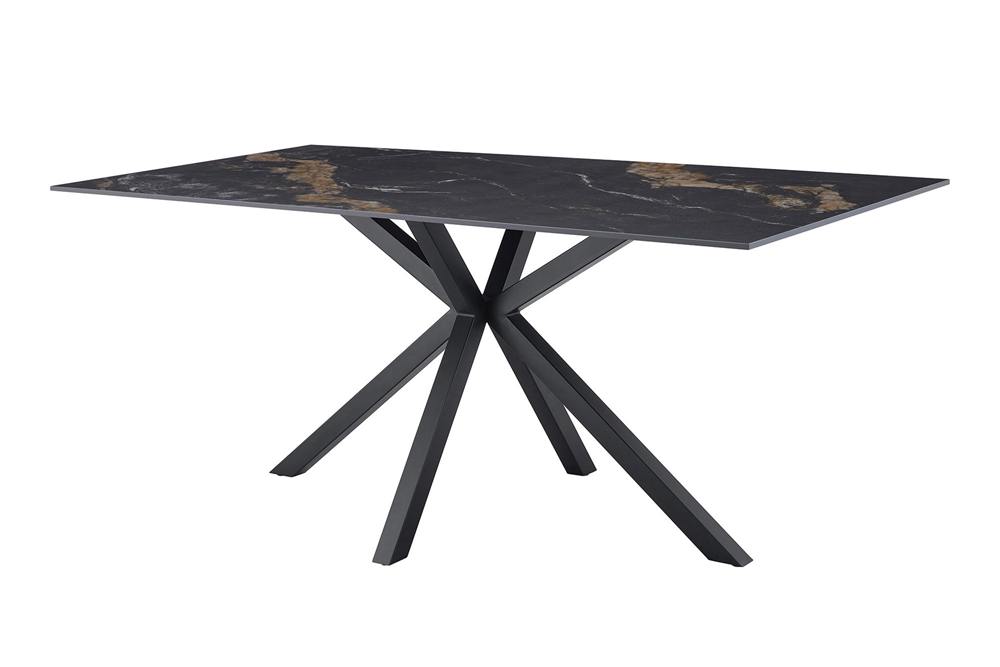 Dining table GALAXIE 180cm w/ star frame aurora oro ceramic black gold sand