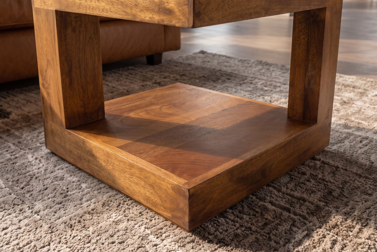Couchtisch GIANT 45 cm mit Stauraum Mangoholz honigfarben braun