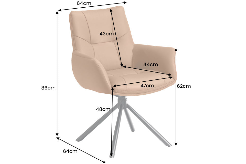 Swivel chair SIGNATURE 360° w/ armrests spring core leather cognac rotatable