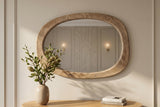 Wallmirror ORGANIC 105cm oval pine wood natural beige