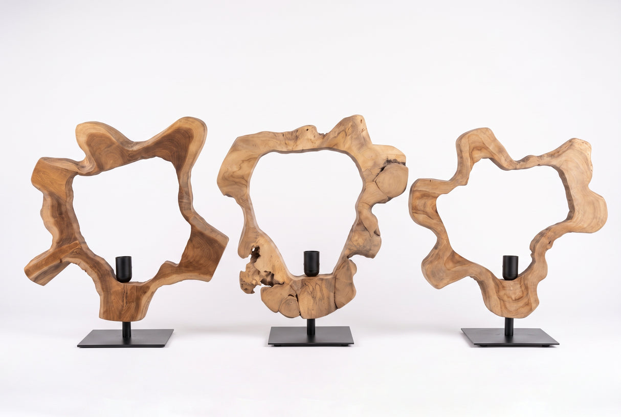 Tischleuchte ORGANIC ARTWORK 55cm Teakholz natur
