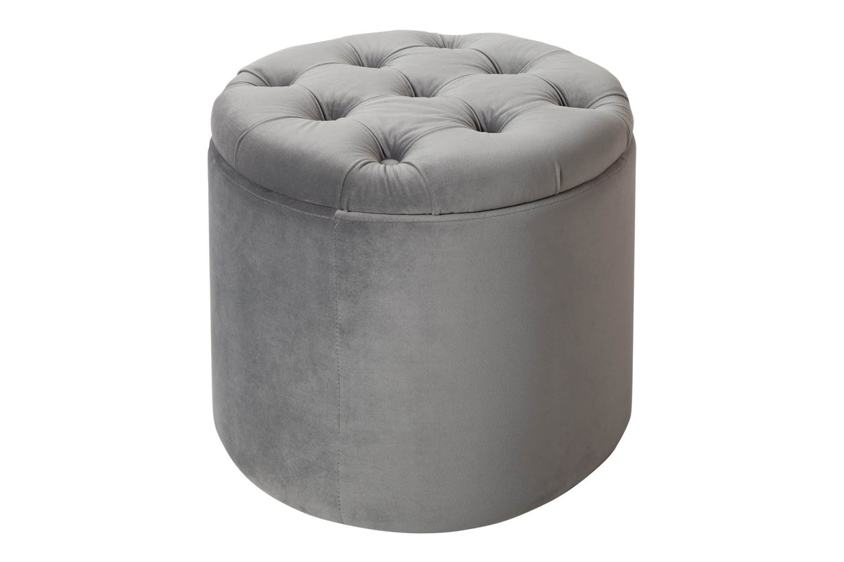 Taburet MODERN BAROCK STORAGE 50cm stříbrný samet