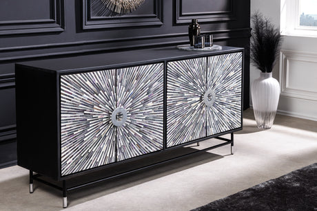 Sideboard HERITAGE 160cm Büffelknochen Mosaik schwarz weiß