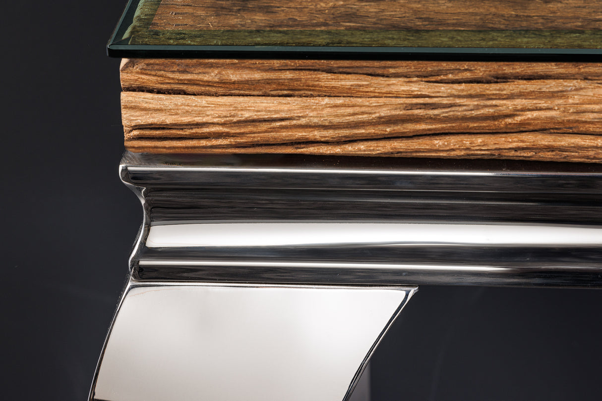 Console MODERN BAROCK BARRACUDA 140cm chrome incl. glas top w/o teak top
