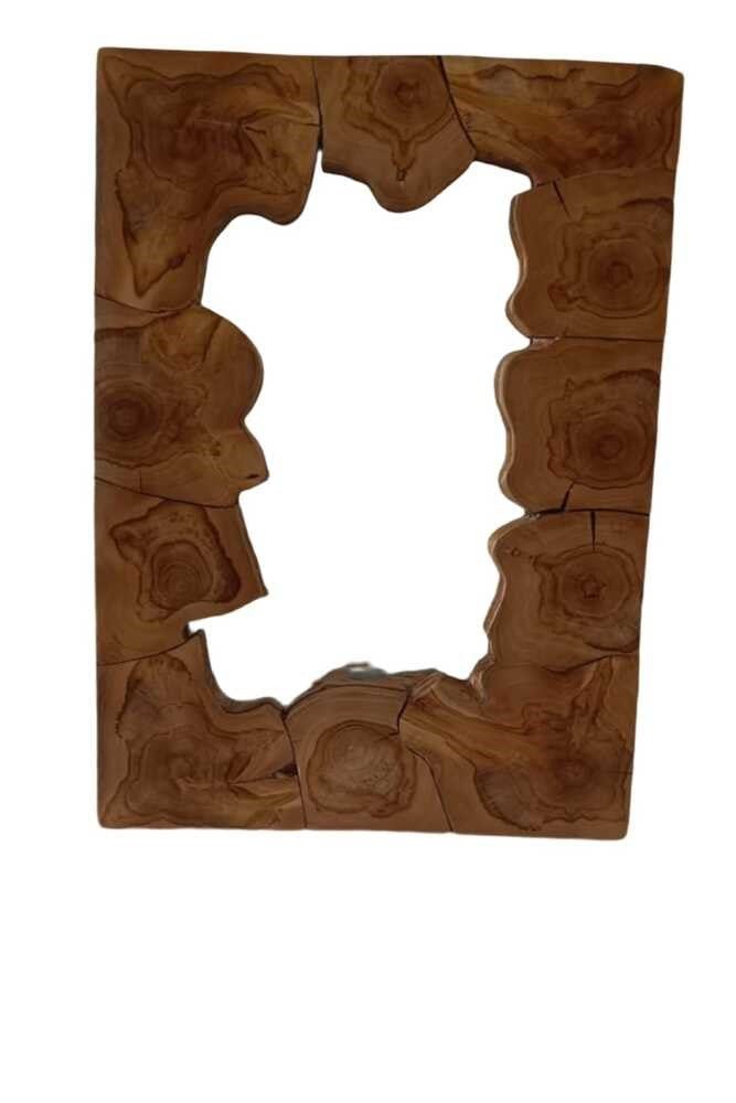 Wandspiegel MOSAIC 90cm Teakholz naturbraun handgefertigt