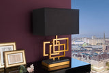 Table lamp ATLANTIS 56cm gold with fabric shade black