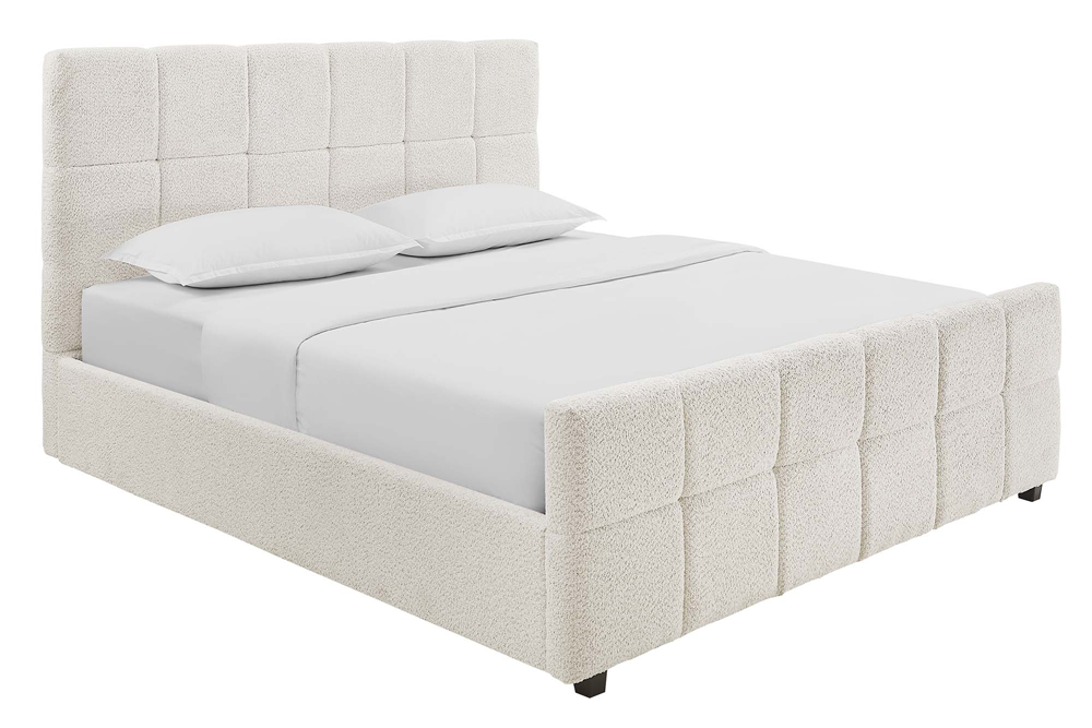 Bett PRESTIGE 140x200cm m. Stauraum Bouclé creme