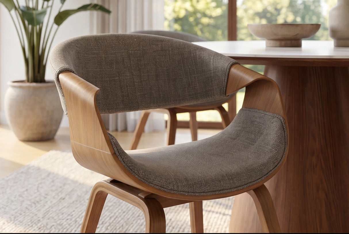 Stuhl ORGANIC Esche furniert Strukturstoff grau