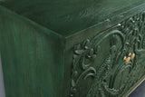Sideboard PEACOCK 175cm 3D Mangoholz Antik-Look dunkelgrün gold handgefertigt