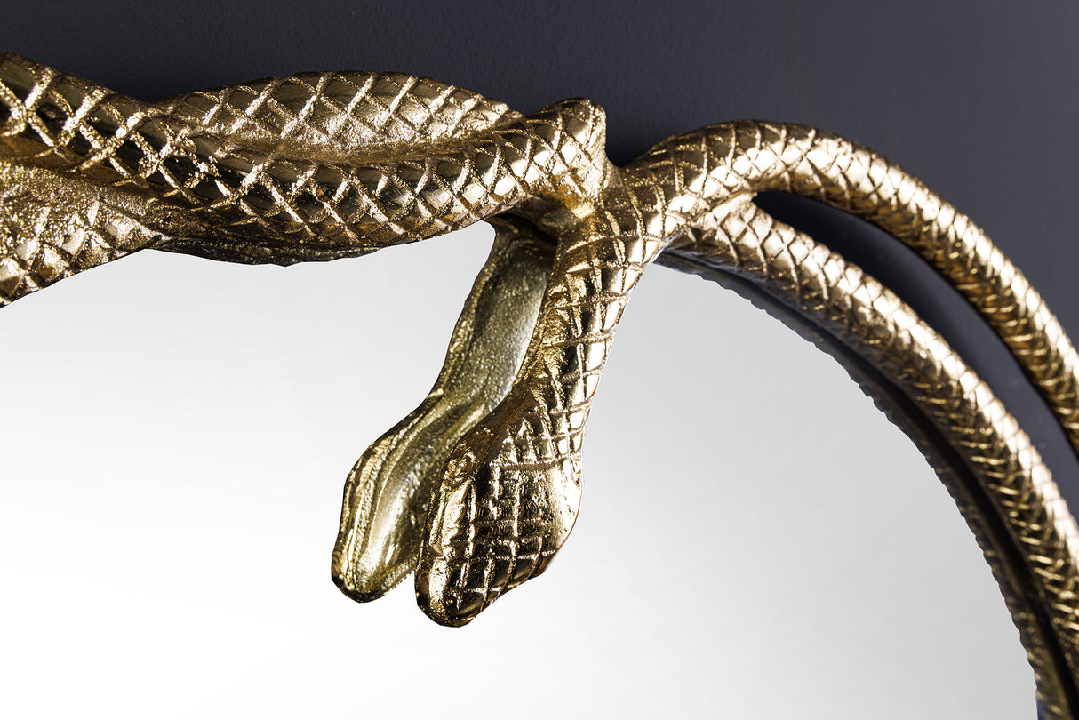 Wandspiegel SNAKE L 50cm gold mit Dekoelement in Schlangenform