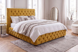 Bett PARIS CHESTERFIELD 160x200cm Samt senfgelb