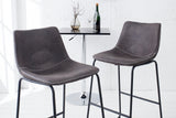 Bar chair DJANGO microfibre vintage grey with black iron legs