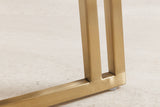 Stuhl EXTRAVAGANCIA beige Cord mit Armlehnen und champagnergoldenem Gestell