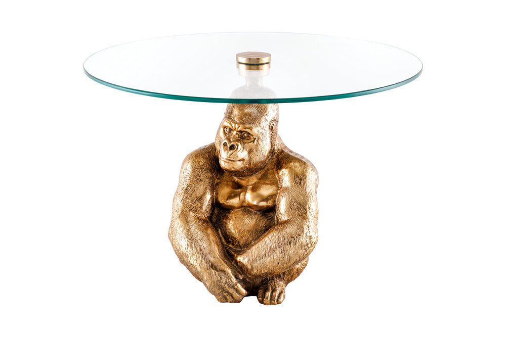 Coffee table KONG 60cm gold safety glass – Invicta Interior