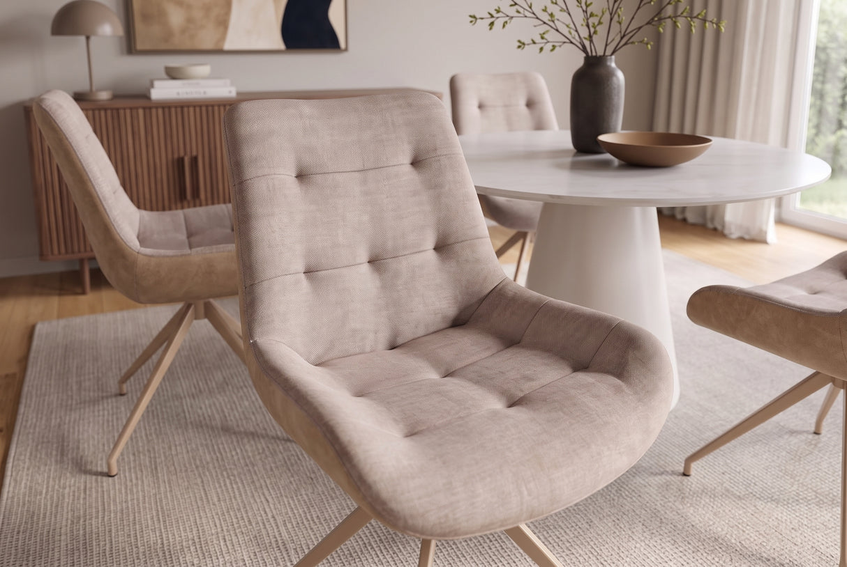 Chair DIVANI retro style velvet microfibre champagne beige