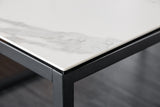 Couchtisch SYMBIOSE 100cm Marmoroptik weiße Keramik mit gehärtetem Glas