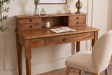 Davenport Schreibtisch HEMINGWAY 90cm mit Schubladen und offenem Ablagefach Mangoholz braun honigfarbenes Finish