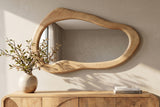 Wandspiegel ORGANIC 130cm vielseitig montierbar horizontal oder vertikal Mangoholz cremig