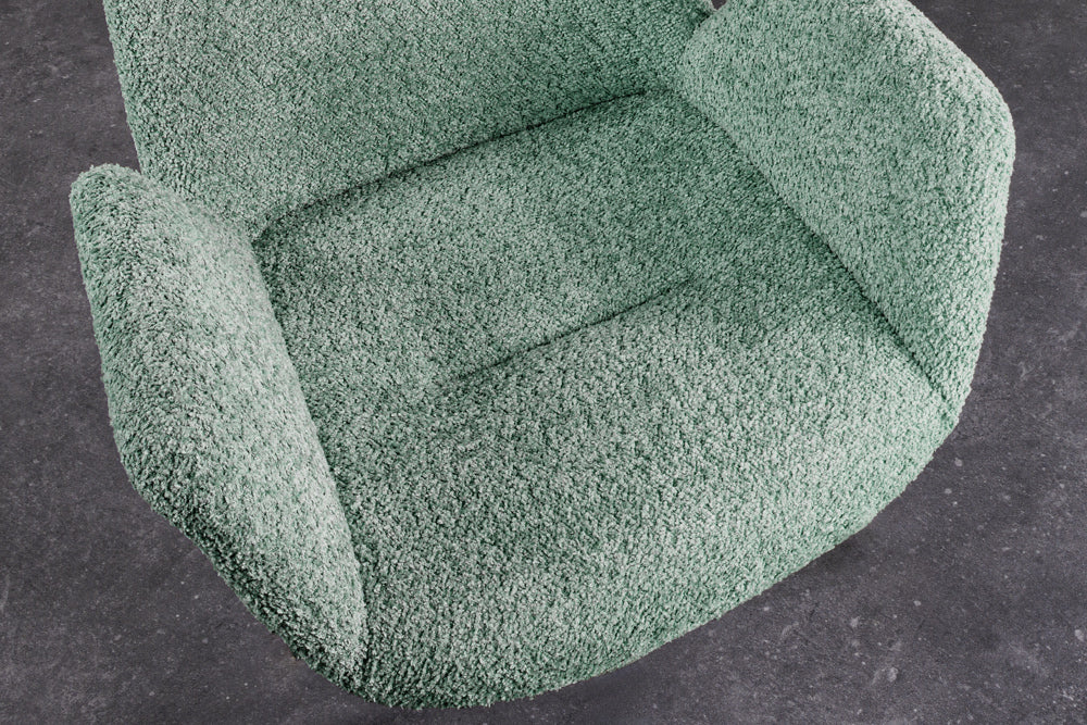 Drehstuhl BALTIC 360° drehbar Bouclé mint mit Eichenbeinen natur