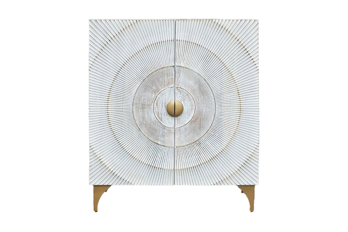 Highboard GOLDEN SUNSET 120cm 3D mango wood white gold handmade