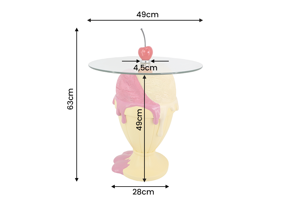 Side table SUNDAE 45 cm pastel yellow w/ magnetic removeable cherry SWEET SOCIETY in-house Design