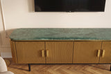 TV-Board VENEZIANO 160cm Mangoholz und Marmorplatte grün braun