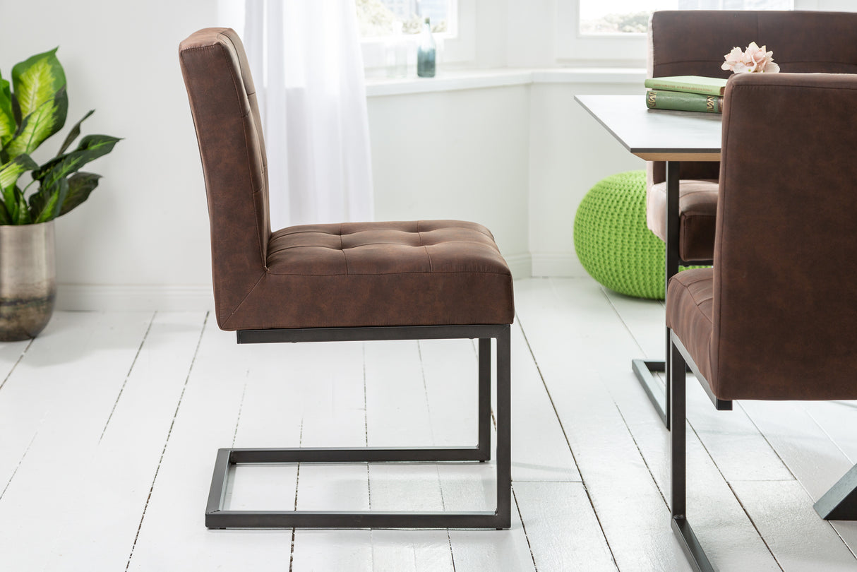 Cantilever chair RIDER microfibre vintage brown